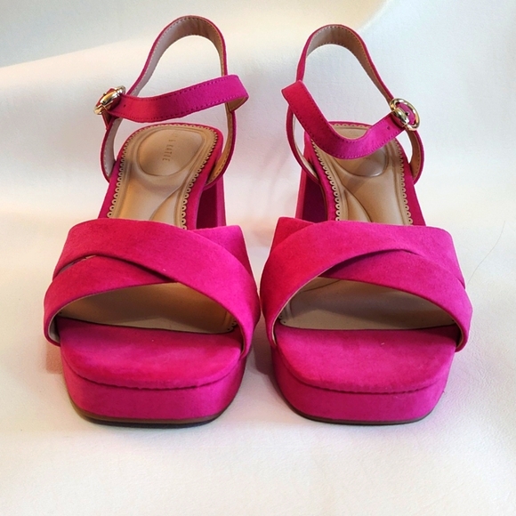Kelly & Katie Liliena Platform Sandal Size 9.5 M Fuchsia Pink Strappy Dressy - Picture 6 of 16